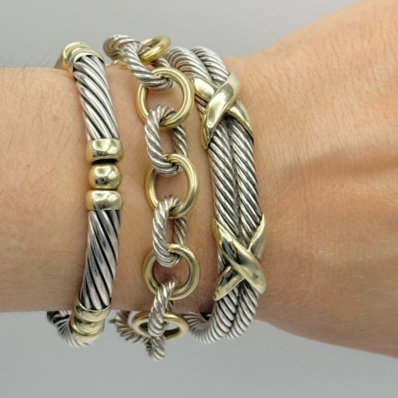 David Yurman 10mm Double Cable Gold Double
X Bracelet - Picture 5 of 8